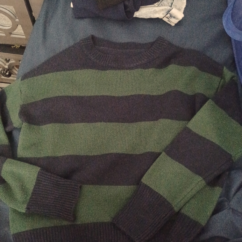 Medium navy and green sweater